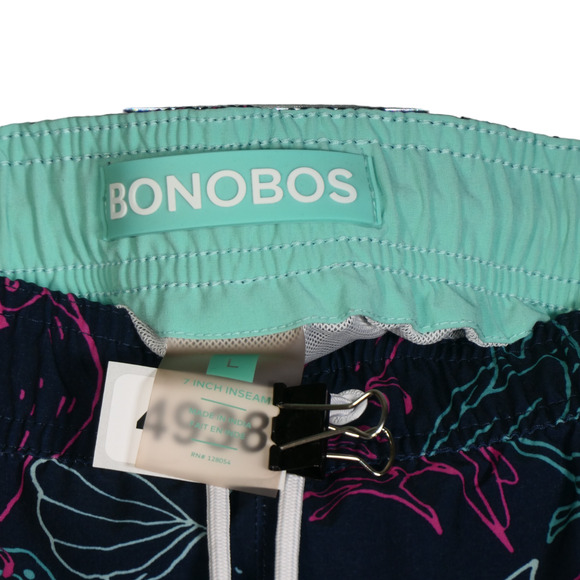 Bonobos Swim Trunks Men Large Blue Pull On Birds Tropical Pockets Board Shorts - Picture 9 of 9